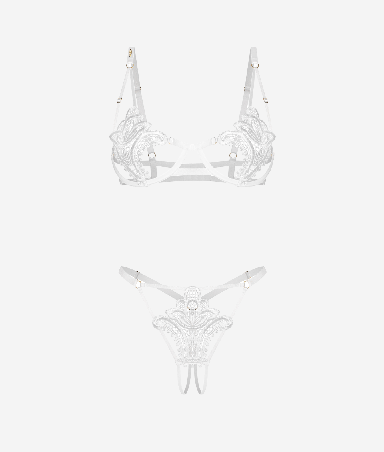 Obsessive Luise Sublim White komplet 2-częściowy otwarty