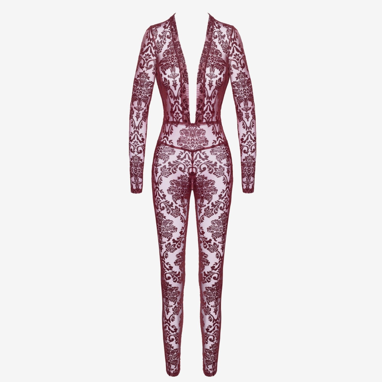 Noir Handmade Kink Royal F382 burgundowy kombinezon