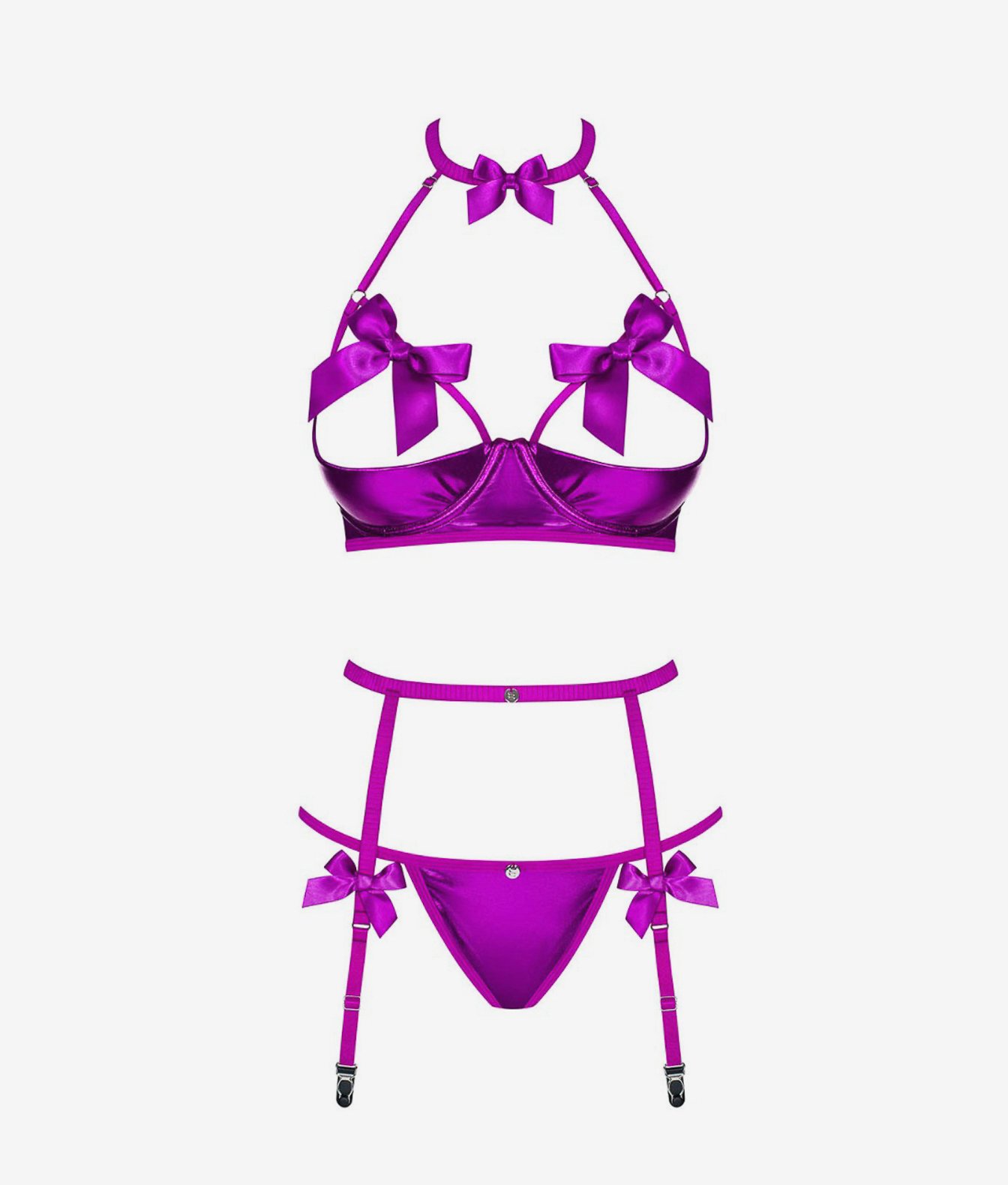 Obsessive Delishya komplet bielizny: biustonosz, stringi i pas do pończoch